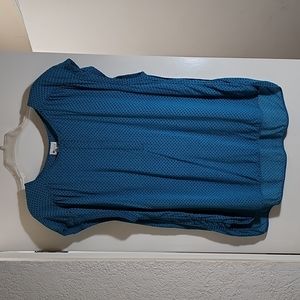 Stylus 2X Sleeveless Teal & Navy Geometric Print Blouse EUC